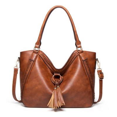 China Fashion Trend Designer Extra Size Vintage Tassel Handbag Braided Leather Tote Bag Purse For Ladies Women for sale