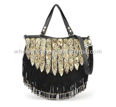 China Low MOQ Ladies Women Wholesale Designer Leopard Tassel Handbag Shoulder Bag Shoulder Bag Tote Hand Bag Handbags for sale