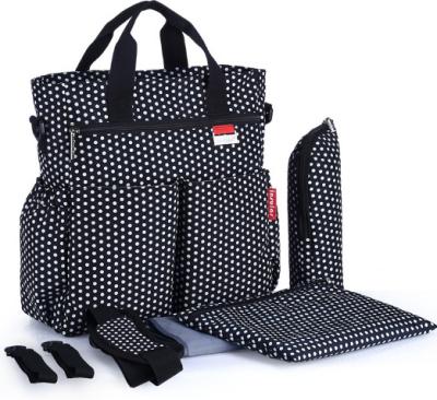 China Wholesale Cheap Tote Bag Polka Dot Print Tote Style Diaper Diaper Bag Mommy Bag Diaper Bag With Pad Changing Pocket for sale