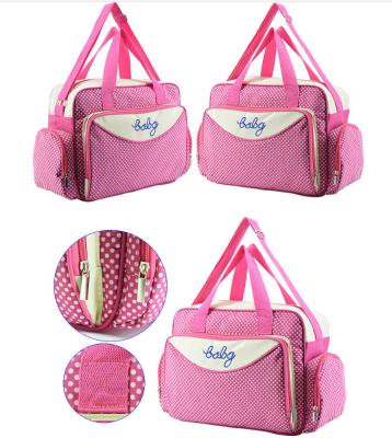 China Wholesale Promotional Tote Bag Simple Style Microfiber Polka Dot Print Tote Diaper Bag Mummy Diaper Bag for sale