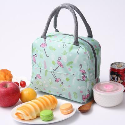 China Custom Print Waterproof Aluminum Foil Thermal Insulated Lunch Bag Flamingo Food Cooler Bags for sale