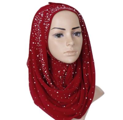 China Turkish Bubble Chiffon Scarf Women Hijab Malaysia Chiffon Snap Scarves With Beads for sale