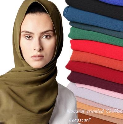 China Malaysian Chiffon Natural Chiffon Crinkle Headscarf Muslim Women Scarf Hijab for sale