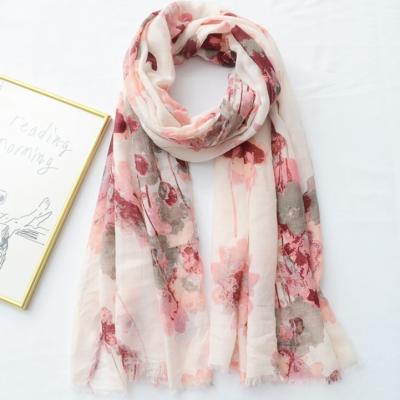 China Polyester Fashion Women Scarves Polyester Print Flower Scarf for sale