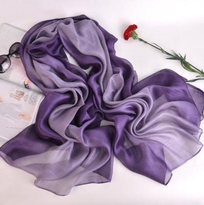 China Long Silk Fashion Dye Ombre Women With Cotton Scarves Real Silk Scarf for sale