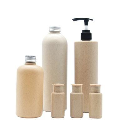 China Biodegradable Straw Plastic Bottle In Wheat Shampoo Bottles Press Pump Head Eco-friendly Multi-size Cosmetic Stock for sale