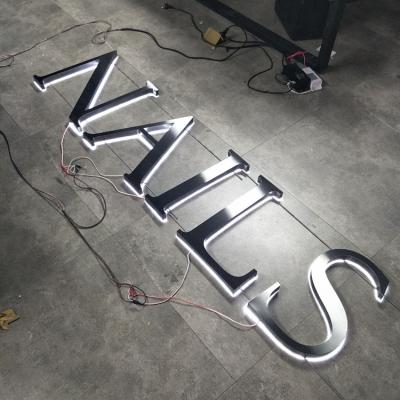 China High Quality Easy Wall Mounted Company Name Letter Resin Buildings Facelit Backlit Letter Sign With Led Light for sale