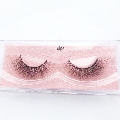 China Glossy 3d Mink Lashes Soft Fluffy Tapered Lashes Natural Seller Short False Eyelashes M61 for sale