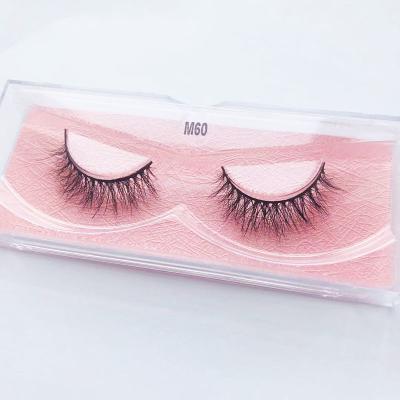 China Shiny 3d Mink Lashes Wholesale Tapered Strip Lashes Short Mink Lashes With Custom Eyelash Packaging M60 for sale