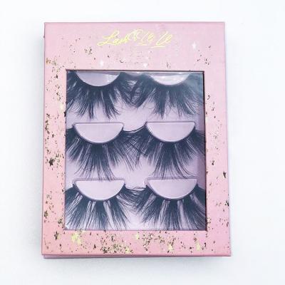 China 3pairs 25mm 27mm Shiny Mink Eyelashes Extension Silk False Eyelash With Wholesale Custom Eyelash Packaging for sale