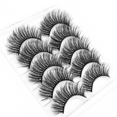 China Shiny 5 Pairs 3d False Mink Lashes Handmade Wick GLB002 Volume False Eyelashes Extension Fluffy Tapered Eyelash Makeup False for sale