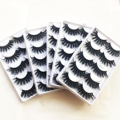 China 5 Pairs 25mm Silk Lashes Long False Mink False Eyelashes Shiny Fluffy Eyelash Multipack With Eyelash Paper Wrapping for sale