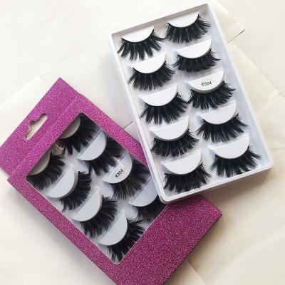 China 5Pairs/Set 25MM Thick Handmade Cruelty Free Lashes Faux Mink Hair False Eyelashes Wispy Crisscross Shiny Fluffy Synthetic Eyelashes for sale