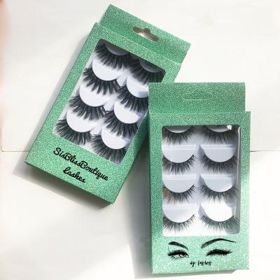 China Custom Shiny Eyelash Box Handmade Thick False Eyelashes 5 Pairs Full Long Natural Eyelashes Set Fake Lashes Extension for sale