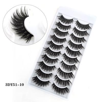 China 10 Pairs Shiny Faux Mink Eyelashes 3D Natural Silk Strands False Eyelashes Soft Makeup Eyelash Extension Cilios Kit for sale