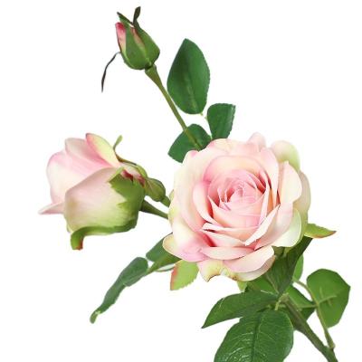 China NEW Environmental Protection Green Delicate Roses Branch Silk Artificial Flowers Wedding Decoration Flores Christmas Home Decor Rose With Leaves for sale