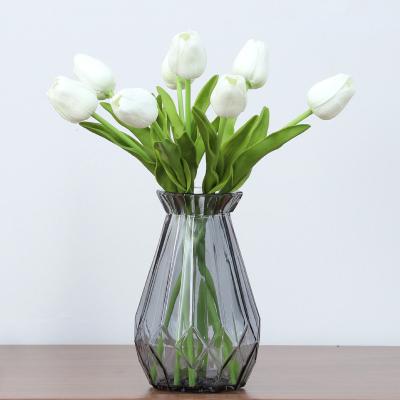 China Real PU Exclusively Handcrafted Tulip Arrangement Touch Bouquet Artificial Tulip Flowers for Home Room Office Party Wedding Decoration for sale