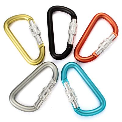 China Retail Industry Colorfu D Shape Aluminum Carabiner Key Chain Clips Climbing Carabiner For Camping Factory for sale