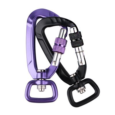 China Wholesale Retail Industry Aluminum Climbing Rope Dog Leash Carabiner Swivel Locking Carabineer Clip for sale