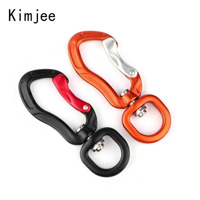 China Retail Industry 16mm Orange Color 7075 Aluminum Spring Door Swivel Carabiner Hook For Dog Leash Twist Eye Carabiner for sale