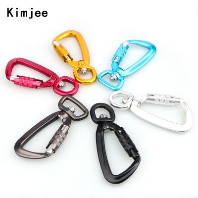 China Retail Industry Aluminum Carabiner Snap Hook For Dog Leash Suppliers Black Color Swivel Self Locking Carabiners for sale