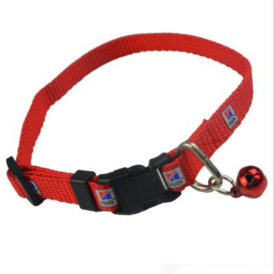 China Wholease Padded Adjustable Dog Neck Collar With Red Color Bell Logo Nylon Plastic Buckles Custom Dog Collars for sale