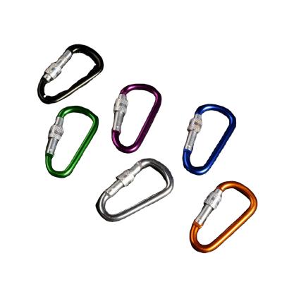 China Retail Industry Aviation Aluminum Locking Carabiner Key Chain Dog Leash Climbing Hammock Carabiners Screw Door Locking Caribeaner Snap Hook for sale