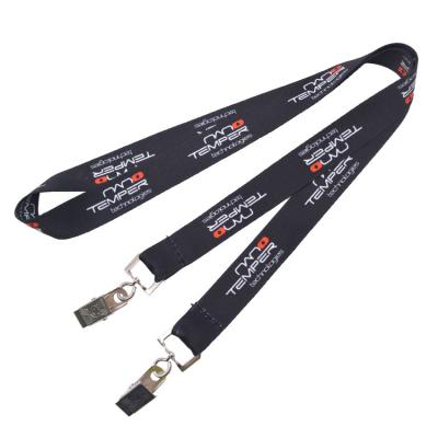 China Custom Lanyard Hardware Double Bulldog Polyester Key Lanyard Gun Clips Promotional Gifts for sale