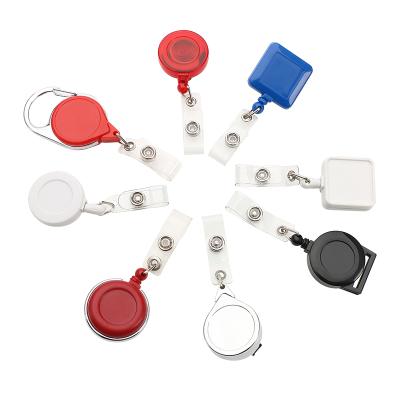 China Retractable Plastic Yoyo Badge Reel Holder PVC Badge Lanyard Custom Logo Retractable ID Card Reel for sale