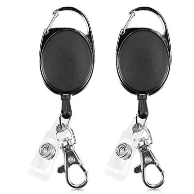 China Retractable Lanyard ID Badge Holder Yo-Yo ID Card Belt Clips with Metal Carabiner Yoyo Lanyard Keyring Pass Holders for sale