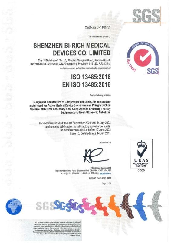 ISO13485 - Shenzhen Bi-Rich Medical Devices Co., Ltd.