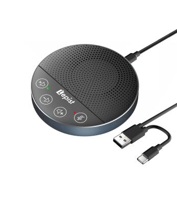 China Circular LED Flashing Light Speakerphone Usb Video Conference Speakerphone With Led Status Light for sale