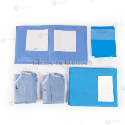 China SMS CE ISO Disposable Hospital Surgical Leboo Drape With Hole Surgical Angiography Pack for sale