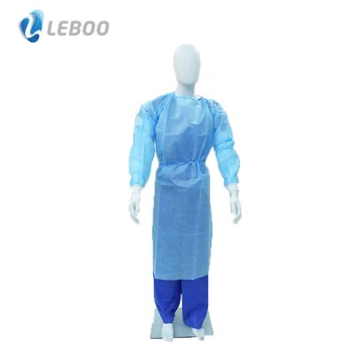 China Knitted Cuffs CE ISO Approved Knitted High Quality Disposable Non Sterile Long Sleeves Slaps PP+PE Laminated Isolation Gown for sale