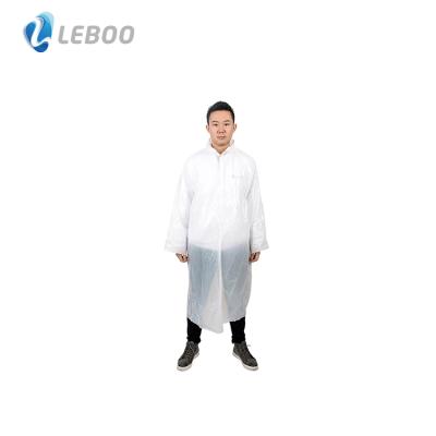 China Breathable Leboo CE ISO Sanitary Shield High Quality Disposable Moisture Proof PE Visit Coat Breathability for sale