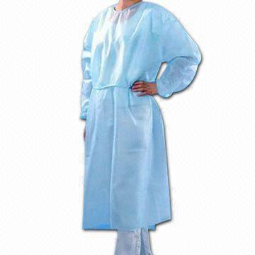 China Waterproof CE Isolation Medical Blue Gown Impermeable For Hospital EN14126 for sale