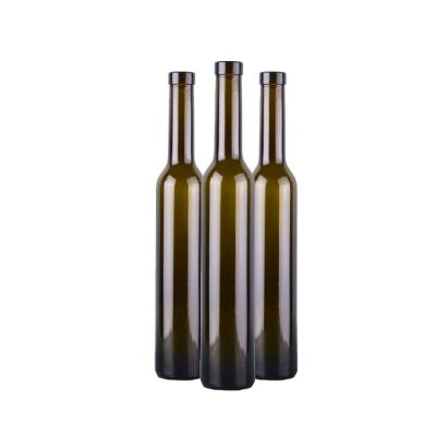 China Good quality shape 375ml empty green thin ice drink drak red white wine bottle in stock on sale for sale