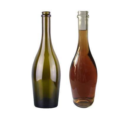 China Recyclable; Who respects the environment; Stocked Vintage Round Shaped 750ml Green White Empty Champagne High Quality Vidrio Botellas for sale