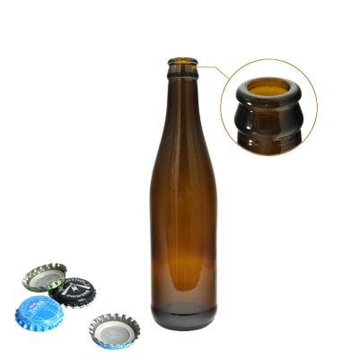 China Recyclable; Who respects the environment; Stocked amder 330ml garrafa de vidro round shaped crown cap glass bottles for ipa beer beverage alcohol for sale