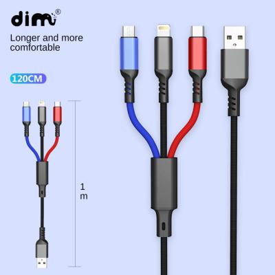 China 3 in 1 New Hot Selling Cable Mobile Phone Cord USB Charger Data Cable Fast Charging Fast Charging Line for sale