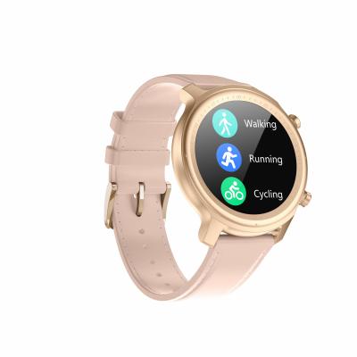 China 2021 New Arrival Touch Screen Men Women IP67 Waterproof Blood Pressure Around BT Call Smart Watch With Leather Strap for sale