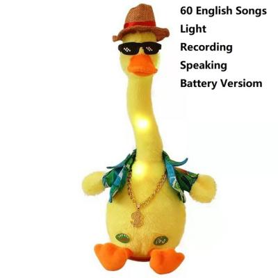 China Battery Operated Musical Gift Dancing Duck With Flashing Light Interesting Waddling Electronic Toy Gift For Toddlers Kids for sale