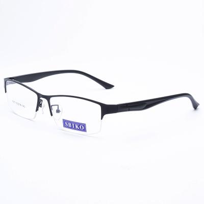 China Fashionable flat round metal frame hlaf glass business reading glass ultralight casual frame for sale