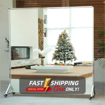 China 3d modern double mirror led dance floor mirror with wheels holding mirror wheels for sale