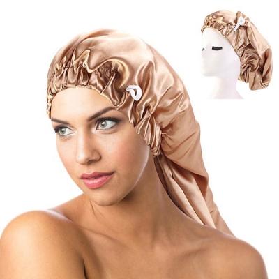 China Striped Women's Braids Silk Satin Hair Hoods Sleep Hood Extra Long With Snap for sale