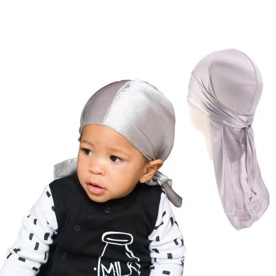 China Kids Silky Satin Plain Hat Cowl Headwrap Satin Kids Baby Durag for sale