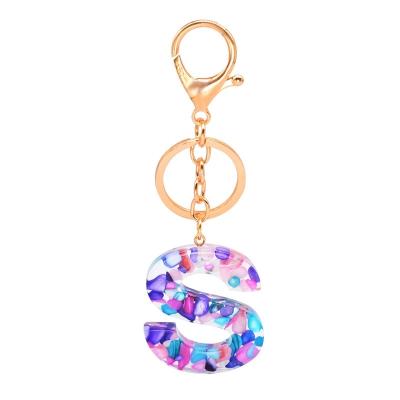 China Resin Maker Handmade Colorful Custom 26 Girl Alphabet Letters Acrylic Resin Key Chain for sale