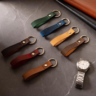 China Promotional Luxury Leather Car Accessories Gift Factory Genuine Leather Key Chain For Men for sale