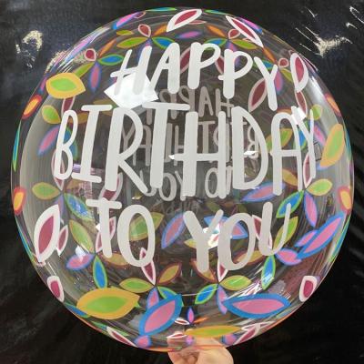 China 2021 New Arrival Gift Toy Clear Plastic Bubble Printed Stretchable Bobo Balloons 20 Inch Color PVC Happy Birthday Balloons for sale