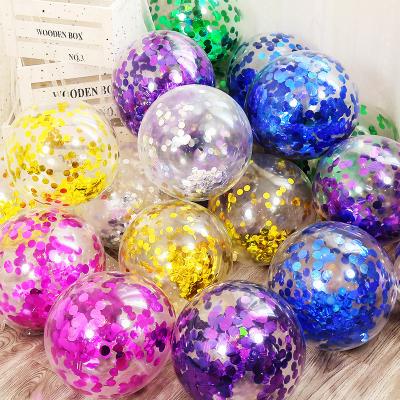 China Birthday Promotional Decoration Wedding Party Toy Sequins Latex Transparent Polka Dot Stuffing Balloon for sale